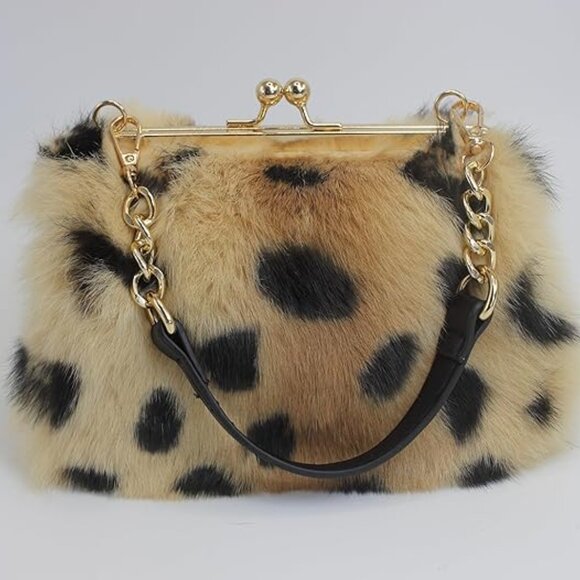 Neiman Marcus Elegant Golden Cheetah Print Handbag - Picture 6 of 7